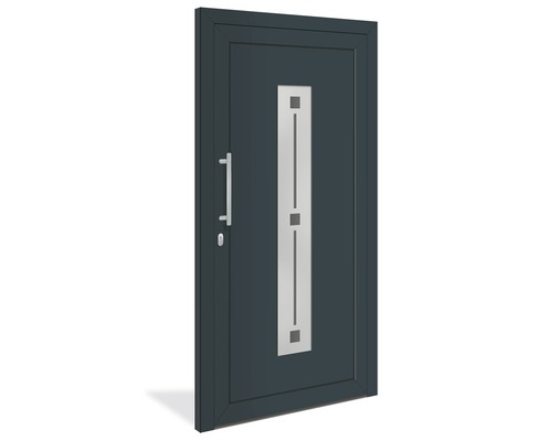 Porte d''entrée avec poignée et insert en verre
