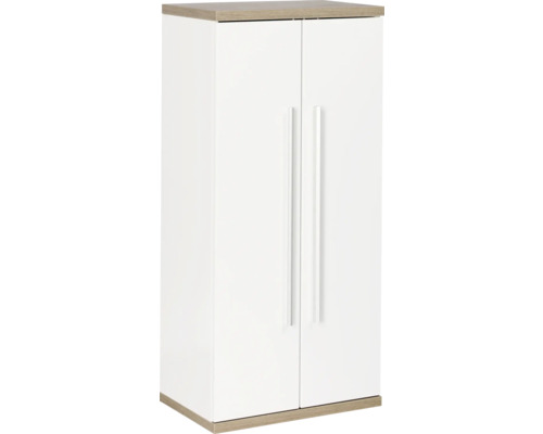 Midischrank FACKELMANN Stanford Weiß hochglanz 106x50,5x32 cm Weißer Badezimmerschrank mit zwei Türen