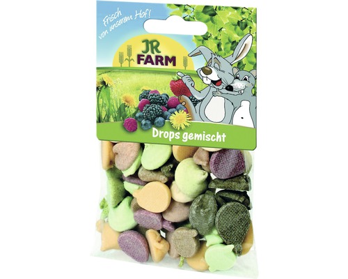 Nourriture pour rongeurs JR Farm Drops gemischt, 75 g Logo JR Farm. Paquet de gouttes mélangées pour rongeurs.