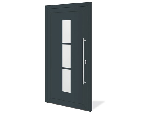 Porte d''entrée avec trois inserts en verre et poignée barre