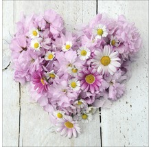 Tableau en verre Flower Heart II 20x20 cm