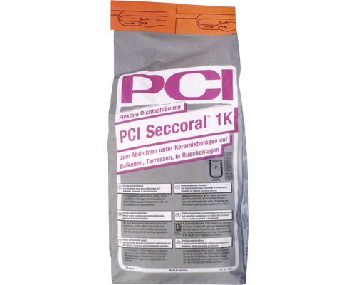 Revêtement d'étanchéité flexible PCI Seccoral® 1K pour étanchéifier gris 3,5 kg