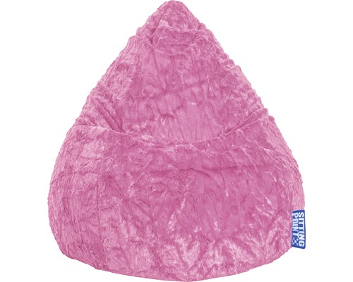 Pouf coussin Sitting Point Beanbag Fluffy L env. 120 litres rose vif 70x90 cm Pouf en fourrure d''ours en peluche