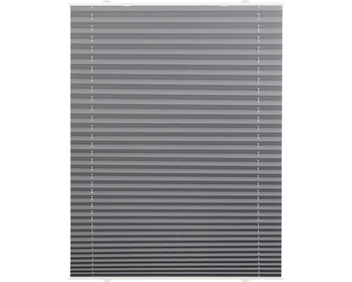 Graues Plissee für Fenster und Türen zur Lichtregulierung.