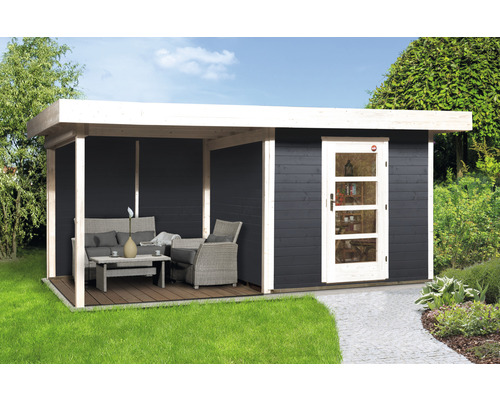Abri de jardin weka avec plancher, toit en appentis et panneau arrière 530x240 cm anthracite