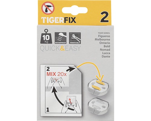 Tigerfix Klebebefestigung mit einer Tragkraft von zehn Kilogramm im Zweierpack