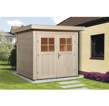 Abri de jardin en bois avec double porte et fenêtres