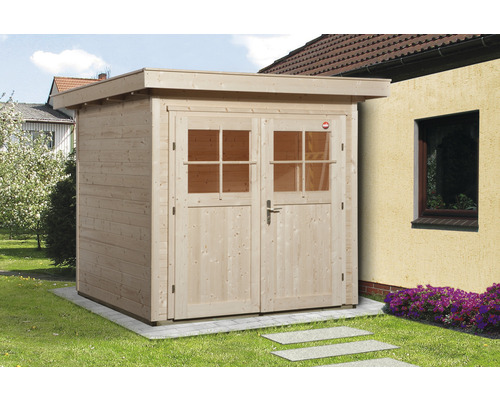 Abri de jardin weka avec plancher 225 x 249 cm naturel Abri de jardin en bois avec double porte et fenêtres