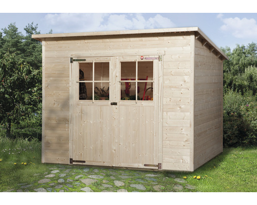 Abri de jardin weka avec plancher 278 x 237 cm naturel Abri de jardin en bois avec double porte et fenêtres