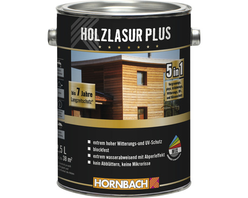 Holzlasur Plus Dose, 2,5 Liter, mit Langzeitschutz bis zu sieben Jahre und UV-Schutz