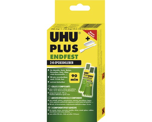 Colle à 2 composants UHU plus résistante 163 g Uhu Plus Endfest Colle époxy bi-composants, emballage