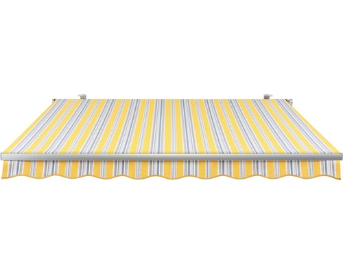Store avec tissu rayé jaune et blanc