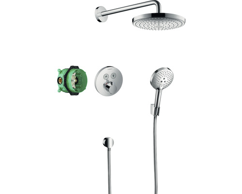 Unterputz Duschsystem mit Hand- und Kopfbrause hansgrohe Raindance chrom glänzend 27297000