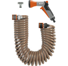 Kit de tuyau spiralé Gardena avec pistolet de nettoyage et raccord de robinet