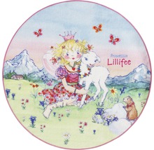 Runder Teppich mit Prinzessin Lillifee Motiv, mit Blumenwiese und Gebirgslandschaft