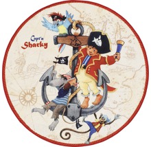 Runder Teppich mit Piratenmotiv und einer Abbildung von Käpt''n Sharky