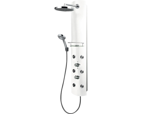 Panneau de douche avec thermostat Schulte DuschMaster avec poignées standard aluminium/ blanc D9675 04-0