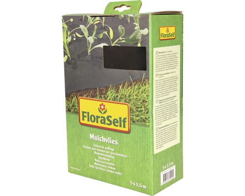Intissé de paillage FloraSelf 5x1,5 m 50 g/m² noir Emballage de tissu de paillage FloraSelf 5x1,5 mètres