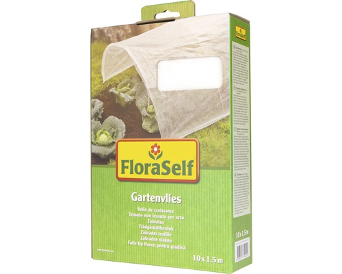 Intissé de jardin FloraSelf 10x1,5 m 17 g/m² blanc Emballage de voile de croissance FloraSelf, 10 x 1,5 mètre
