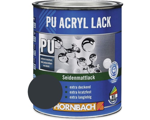 Laque couleur PU HORNBACH laque acrylique mate satinée RAL 7016 anthracite gris 125 ml