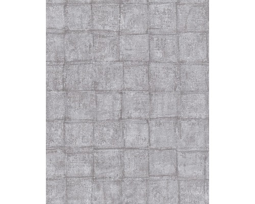Papier peint intissé 30413 Casual graphique marron Papier peint aspect pierre avec motif carré