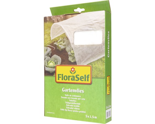 Intissé de jardin FloraSelf 5x1,5 m 17 g/m² blanc Voile de croissance FloraSelf, 5 x 1,5 mètres, emballage