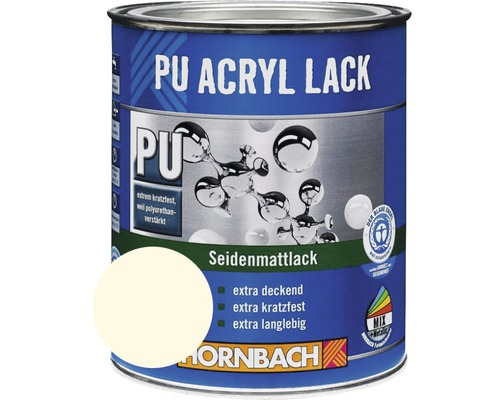 Laque couleur PU HORNBACH laque acrylique mate satinée RAL 9001 blanc crème 375 ml