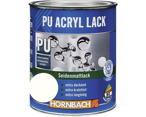 HORNBACH Buntlack PU Acryllack seidenmatt glacierweiß 2 l