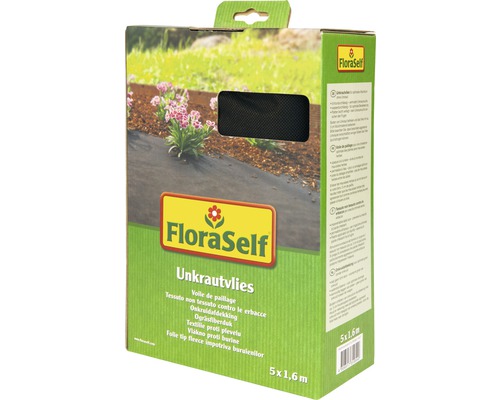 Intissé anti-mauvaises herbes FloraSelf 5x1,6 m 50 g/m² noir