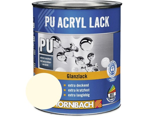 Laque couleur PU HORNBACH laque acrylique brillante RAL 9001 blanc crème 2 l