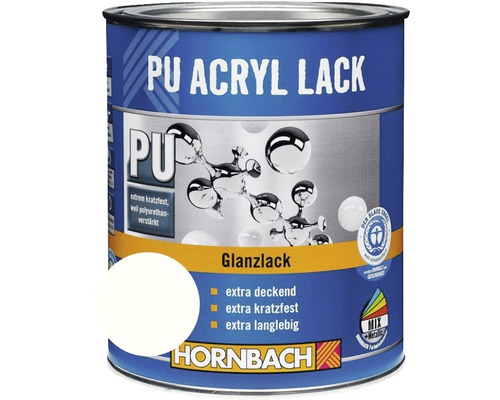 Laque couleur PU HORNBACH laque acrylique brillante blanc glacier 125 ml