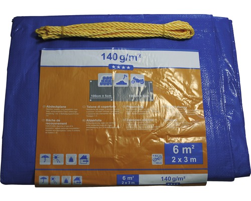 Bâche textile 140 g/m² argent-bleu 2 x 3 m