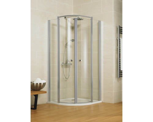 Douche quart de cercle Schulte Garant Bella Lux II R550 90x90 cm verre transparent couleur du profilé aluminium