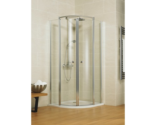 Douche quart de cercle Schulte Garant Bella Lux II R550 90x80 cm verre transparent couleur du profilé chrome