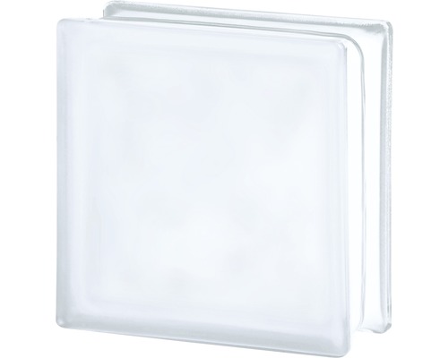 Brique de verre satiné blanc 19 x 19 x 8 cm