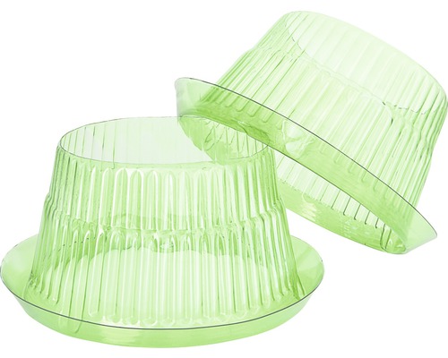 Deux soucoupes de plantes transparentes en plastique