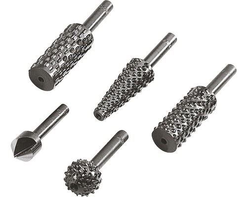 Set de râpes et fraises, 5 pcs acier Wolfram pour le bois Set de râpes et fraises, 5 pcs acier Wolfram pour le bois