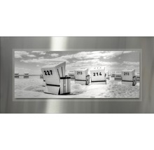 Wandbild mit Strandkörben in Schwarzweiß-Optik