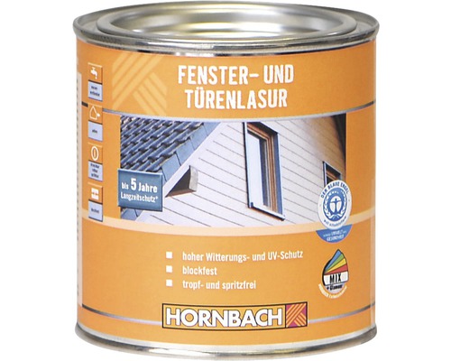 Lasure pour fenêtres et portes HORNBACH incolore 375 ml Pot de lasure pour fenêtres et portes avec protection longue durée jusqu''à 5 ans de Hornbach