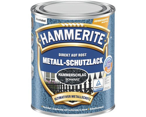 Peinture à effet martelé HAMMERITE Laque à effets noir 2,5 l Hammerite peinture de protection des métaux, directement sur la rouille, noir martelé