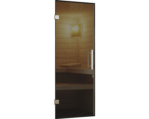Module de porte Karibu pour saunas de 38/40 mm avec porte entièrement vitrée coloris graphite