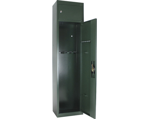 Armoire à fusils ouverte avec compartiment à munitions séparé