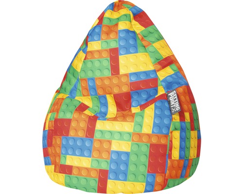 Pouf coussin Sitting Point Beanbag Bricks L env. 120 litres multicolore 70x90 cm Pouf avec motif de blocs de construction