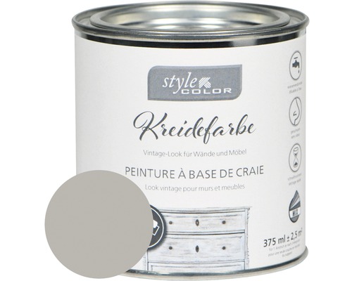 Peinture à la craie StyleColor light grey 375 ml Peinture à la craie en pot pour un look vintage pour murs et meubles