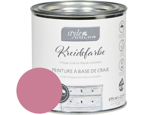 Peinture à la craie StyleColor pink flower 375 ml Style Color peinture à la craie pour murs et meubles au look vintage, boîte de 375 ml