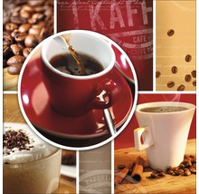 Collage mit Kaffeebohnen und verschiedenen Kaffeesorten