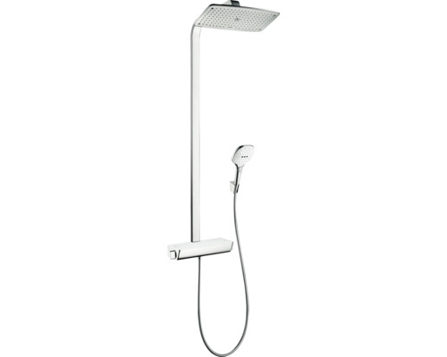 Colonne de douche avec thermostat hansgrohe Raindance E Showerpipe 360 1jet chrome/blanc 27112400