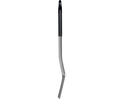 Biegbarer Wasserhahn aus Metall mit schwarzem Griff