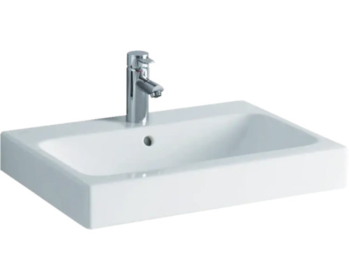 GEBERIT Aufsatzwaschbecken iCon 60 cm weiß mit KeraTect® Spezialglasur 124560600 Keramikwaschbecken mit Armatur für das Badezimmer