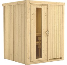 Sauna modulaire Karibu Norina sans poêle et couronne avec porte en bois et verre à isolation thermique-thumb-2